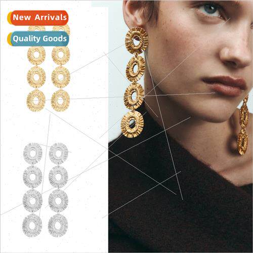 Jewellery Europe cool multi-layer circle metal earrings heav