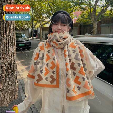 Winter Korean  geometric imation cashmere scarf atmosphere s