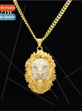 Hip Hop Full Diamond on Head Pendant Necklace Men Drilling A