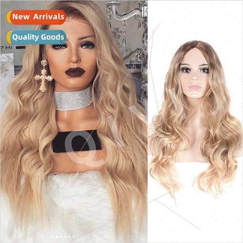 Europe new wig pick dye blonde center parting whout bangs lo