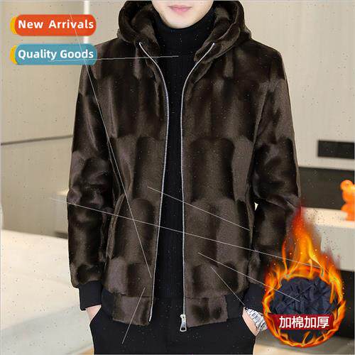 Men fall winter jacket thickened 2023 new gold mink velvet c