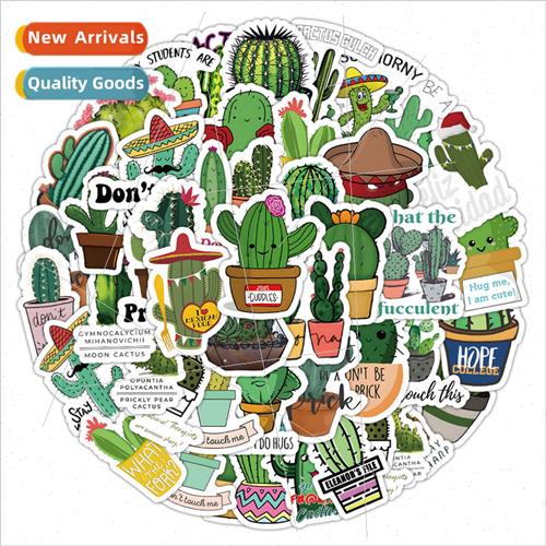 100 cartoon cactus green doodle stickers notes handbook stat