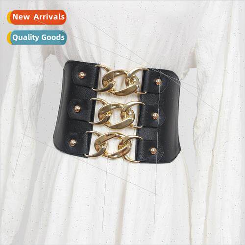 Thick Chain Waistband Women Dress Shirt Decorative Ladies Hu