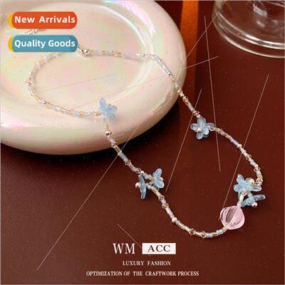 Acrylic flowers rice beads irregular necklace fresh hundred