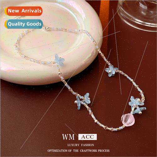 Acrylic flowers rice beads irregular necklace fresh hundred