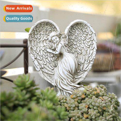 Decorations new angel girl plug-in garden resin flower arran