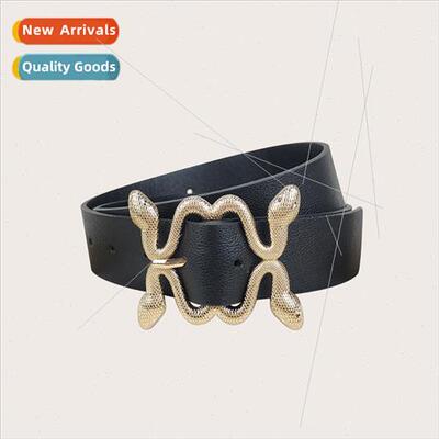Women Four Snake Lychee Pattern Belt Punk Symmetrical Snake