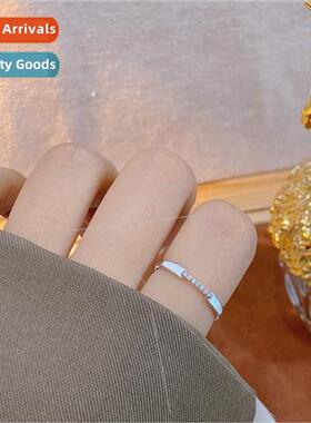 Koreaversatile S925 silver ring ins women niche simple color
