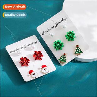 new Christmas cartoon oil drip Santa Claus earrings Christma