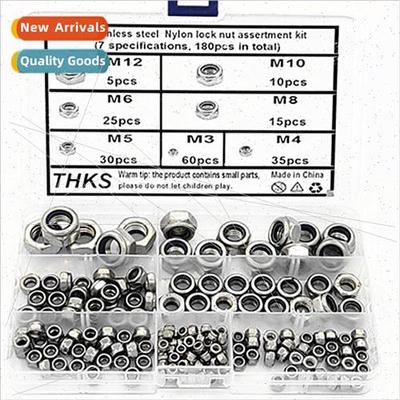 180pcs box stainless steel nylon hexagonal lock nut k M3-M12