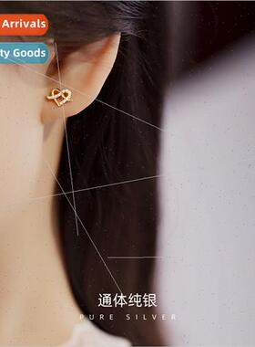 S925 silver plated concentric knot earrings female simple in