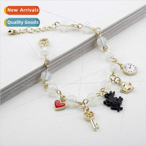 Alice in Wonderland cartoon rabbit clock love crystal bracel