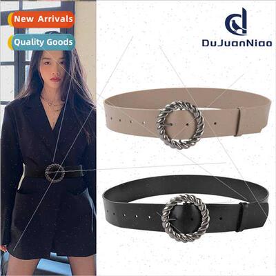 Women belt leather wide jacket nch coat decorative waist sea