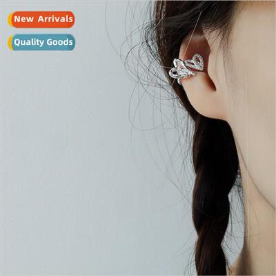 Diamond love earrings irregular heart heart connected whout