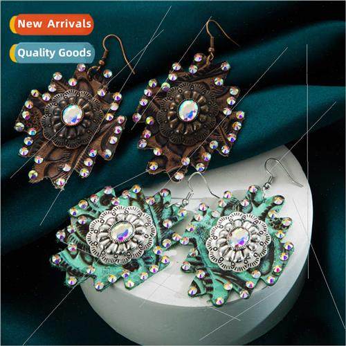 Europe new retro leopard irregular pattern earrings alloy di
