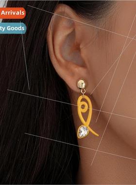 cute acrylic yellow spray paint fish tail water drop line ea