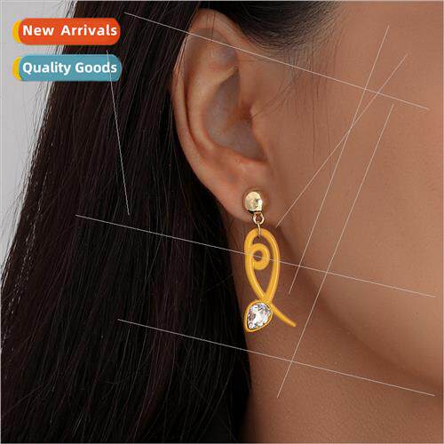 cute acrylic yellow spray paint fish tail water drop line ea