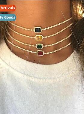 Europe 2020ins nightclub colorful gemstone pendant single ro