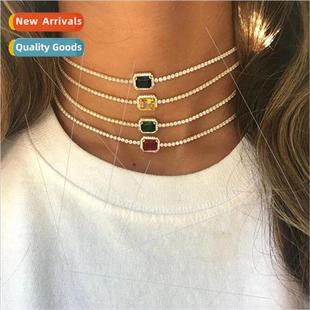 Europe 2020ins nightclub colorful gemstone pendant single ro