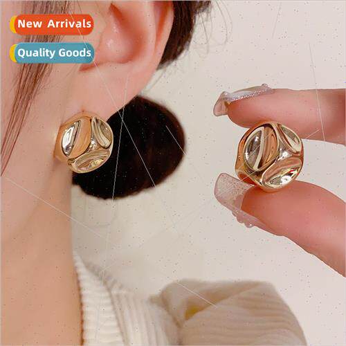 Korea retro bumpy sense metal earrings delicate small niche