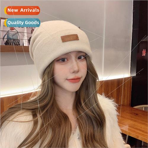 Soft sticky wool knted hat female winter big head circumfere