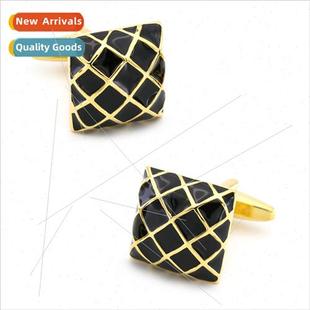 Jewelry Square Enamel Classic Gold Men Cufflinks Business