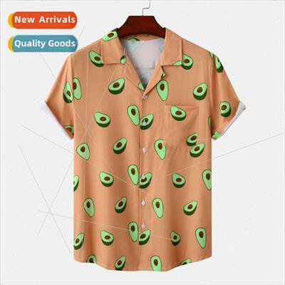 Hawaiian Beach Cuban Neck Ice lk Draped Digal Printed Casual