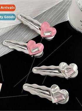 Pink heart hair clips female new girl ehead side bangs clip