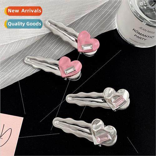 Pink heart hair clips female new girl ehead side bangs clip