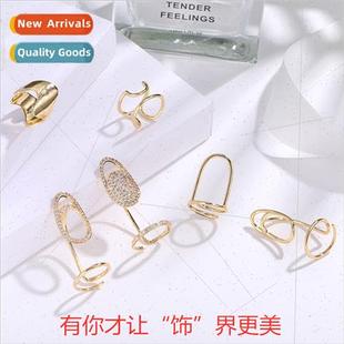 Women Copper Zirconium Fashion Cold Rings Adjustable Nail