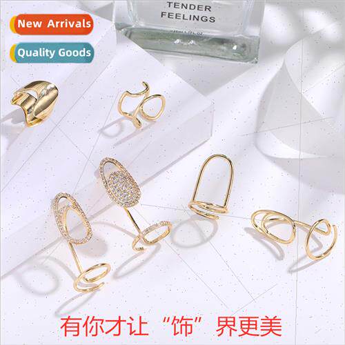 Fashion Nail Rings Women Copper Zirconium Adjustable Cold Fi
