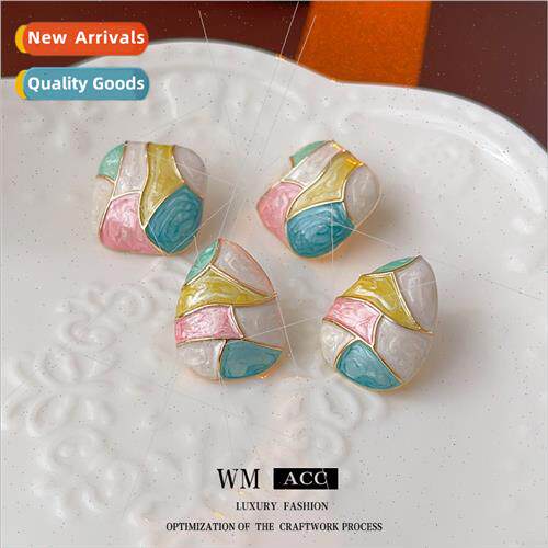 lver needle antique oil drop colorful retro earrings fashion