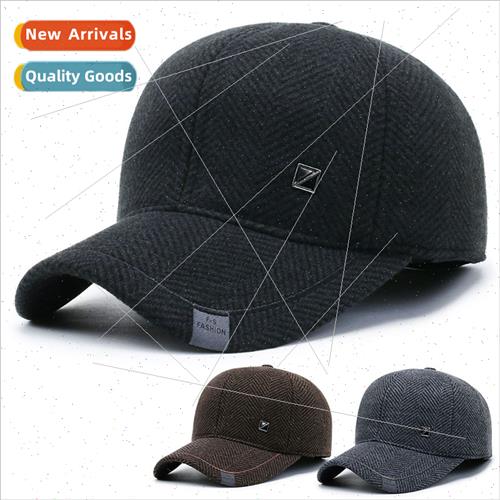 Men hats winter tweed baseball cap warm duck tongue cap midd