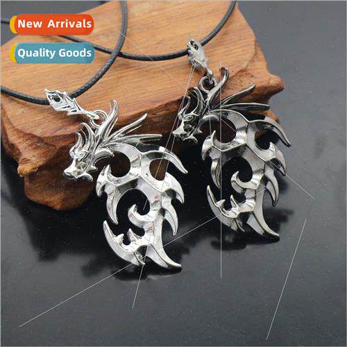 Zodiac punk flame dragon totem necklace domineering men jewe
