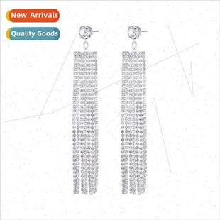 diamond full ladies earrings Summer senior tassel
