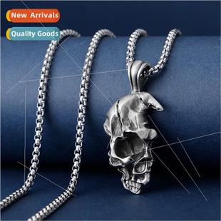 men pen half hop hip punk necklace skull face vintage Europe