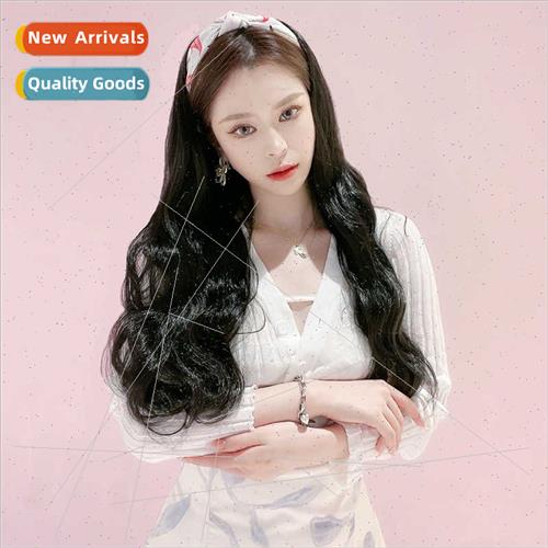 Europe wig ladies fashion big wave hair band half head set w