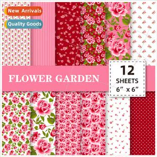Flower DIY Album 12pcs Handbook Pink Scrapbooking Backg pack