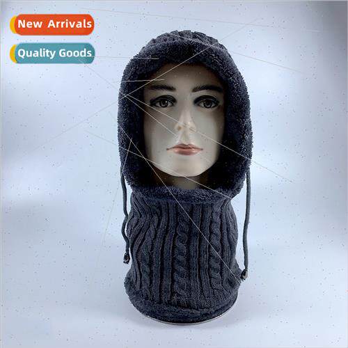 Winter knted cap Thickened warm drawstring wool hat ear prot