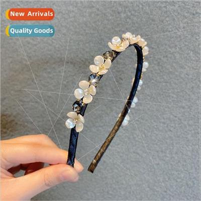 French rhinestone flowers hair bands retro senior sense head