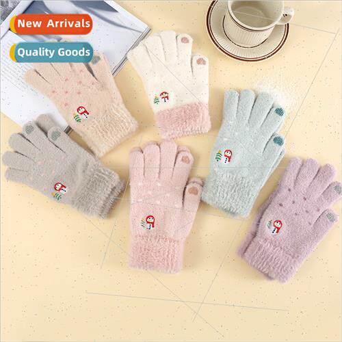 Autumn winter gloves female snowman cute winter cold padded