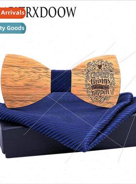 Wooden Bow Tie Set DIY English Proverbs Wedding Bow Tie Pock