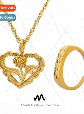 French vintage irregular love heart rose hollow pendant flor