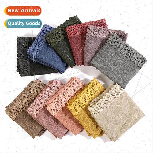 New linen lace lace staple pearl ladies scarf pure color eth