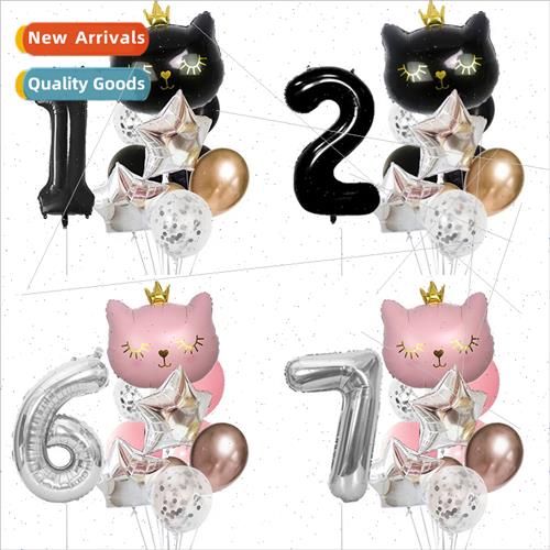 12pcs set Crown Cat Plus 40 inch Digal Aluminum Film Balloon