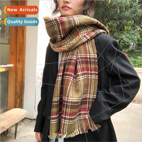Retro plaid scarf female fall and winter hundred wh the new