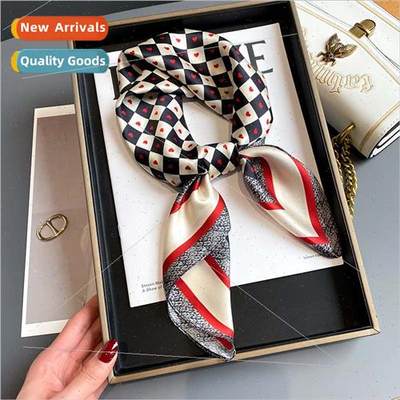 Spring Autumn new red edge plaid light luxury temperament sq