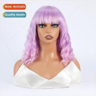 Europe fashion wig Qi bangs bubble curls short curly hair wi