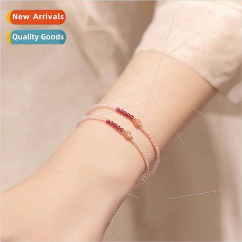 Exmely Fine 3mm Strawberry Crystal Whe Pink Crystal Bracelet
