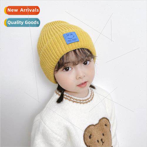 Children wool hat warm knted cap autumn winter  smiley face